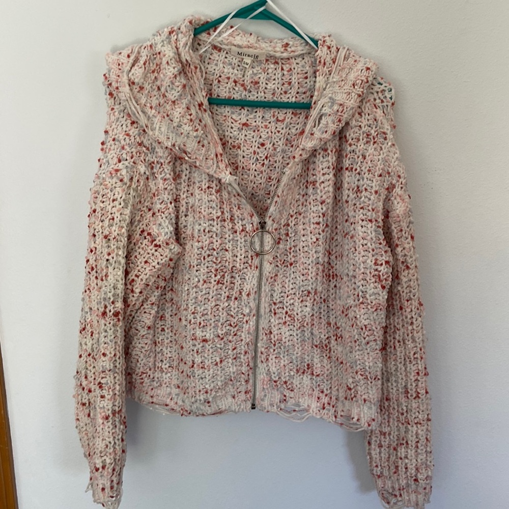 Confetti knit zip up sweater